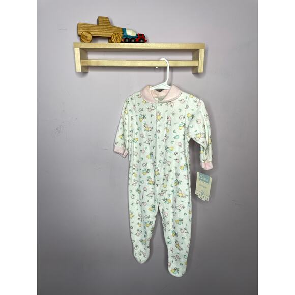 NEW Carters Vintage Baby One Piece Footie Size 6-9 Month Apples Pears Bees - Picture 2 of 9